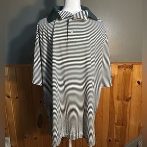 Striped Polo Shirt with Green Collar